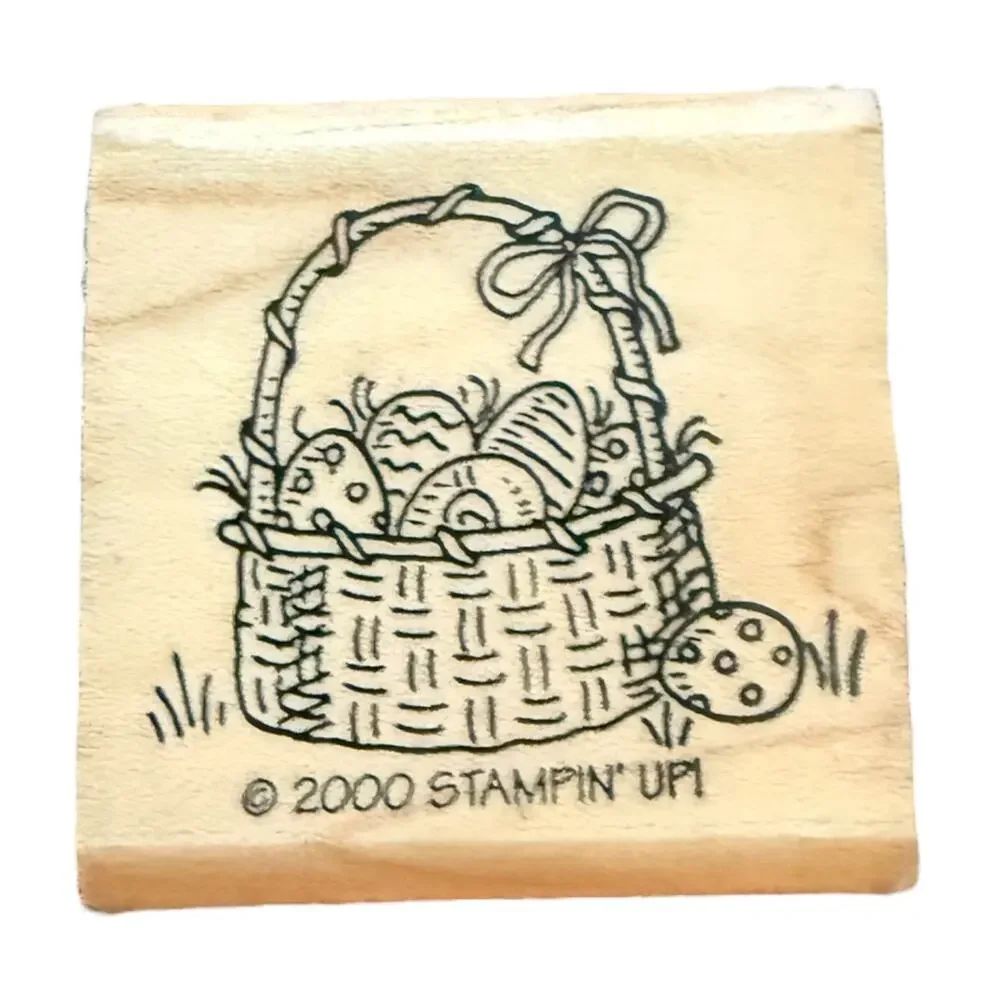 Stampin’ Up Border Easter Basket Vintage 2000 Rubber Stamp